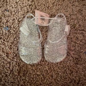 Clear silver glitter jelly infant sandals